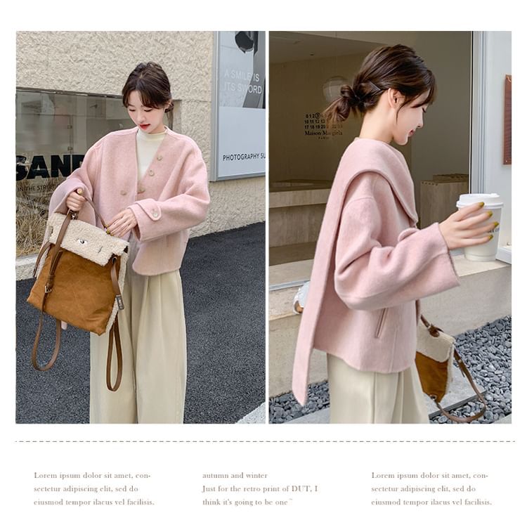 Turtleneck Asymmetrical Button-Up Blazer