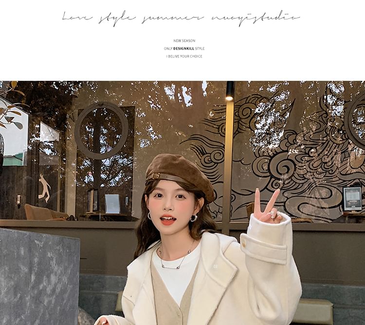 Hooded Toggle Plain Long Coat