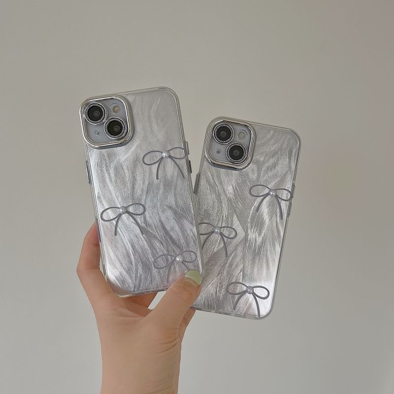 Bow Phone Faux Case Pearl