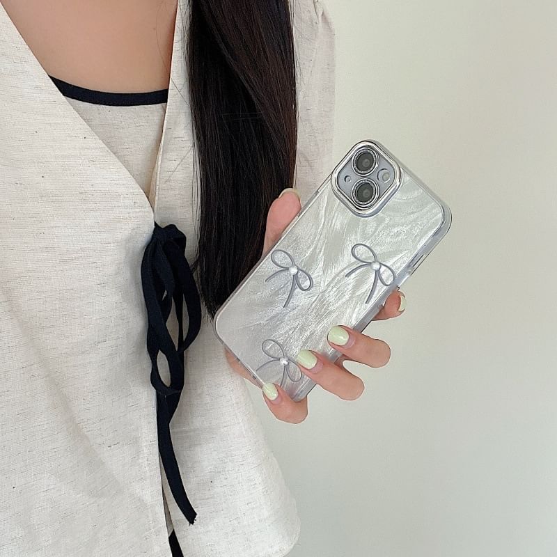 Bow Phone Faux Case Pearl