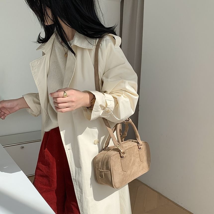 Crossbody Suede Faux Handle Top Bag