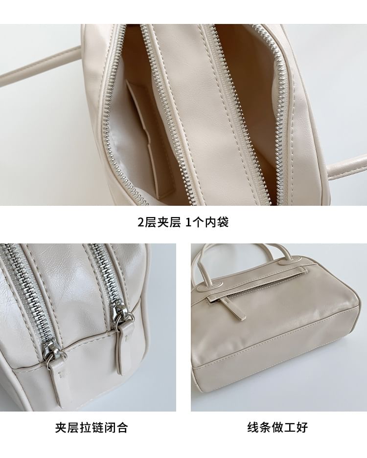 Bag Faux Plain Bowler Leather