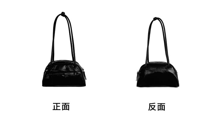 Bag Faux Plain Bowler Leather