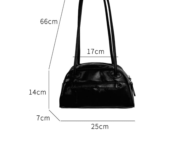 Bag Faux Plain Bowler Leather