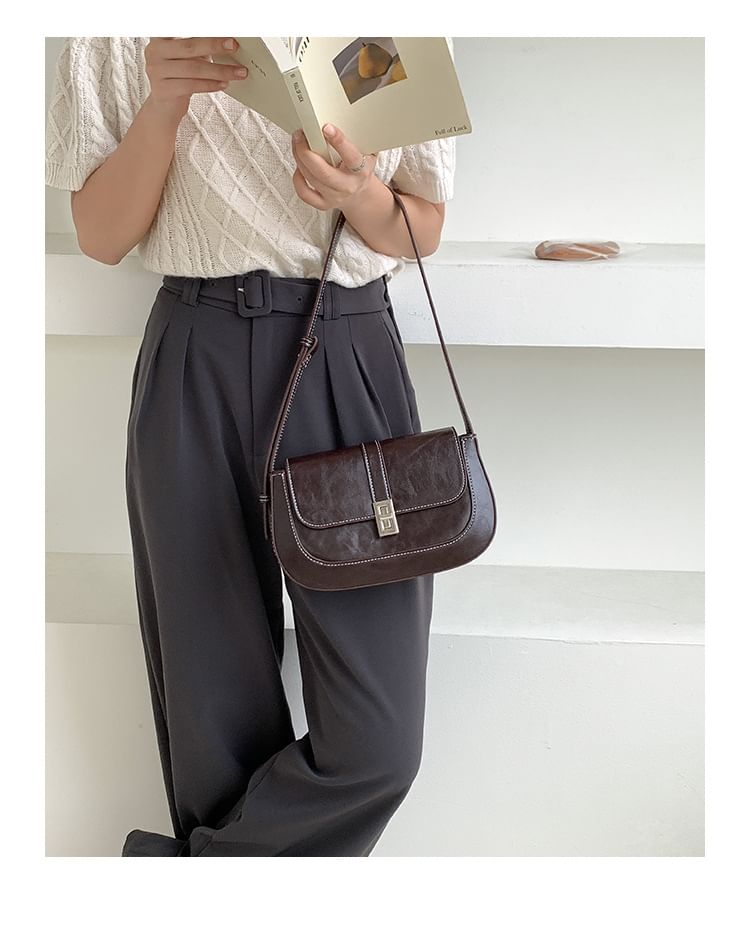 Shoulder Flap Faux Bag Leather