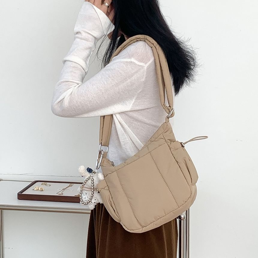 Nylon Crossbody Plain Bag Padded Drawstring