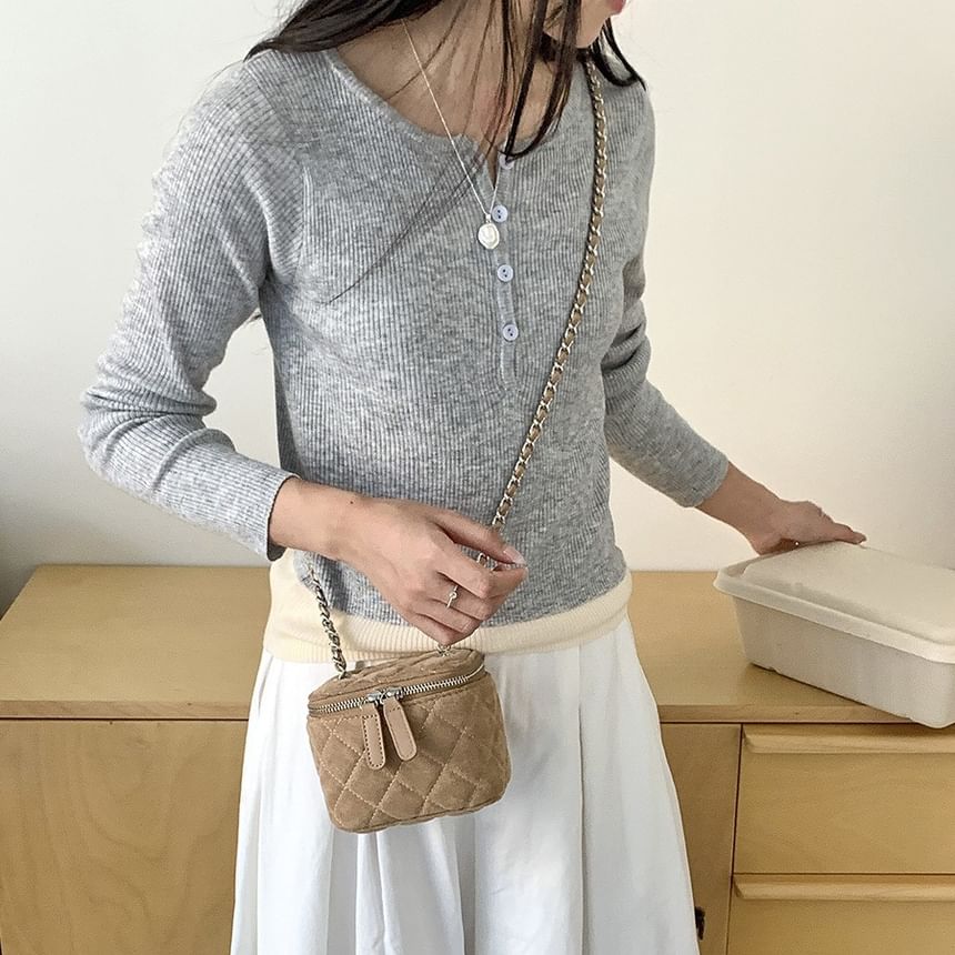 Quilted Velvet Chain Crossbody Bag Strap