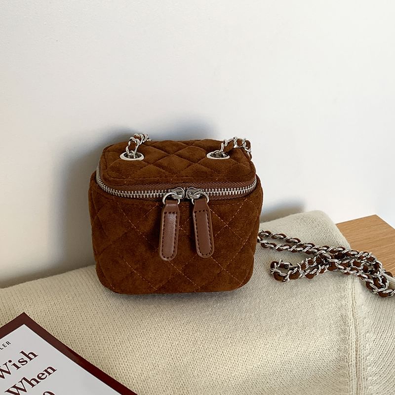 Quilted Velvet Chain Crossbody Bag Strap
