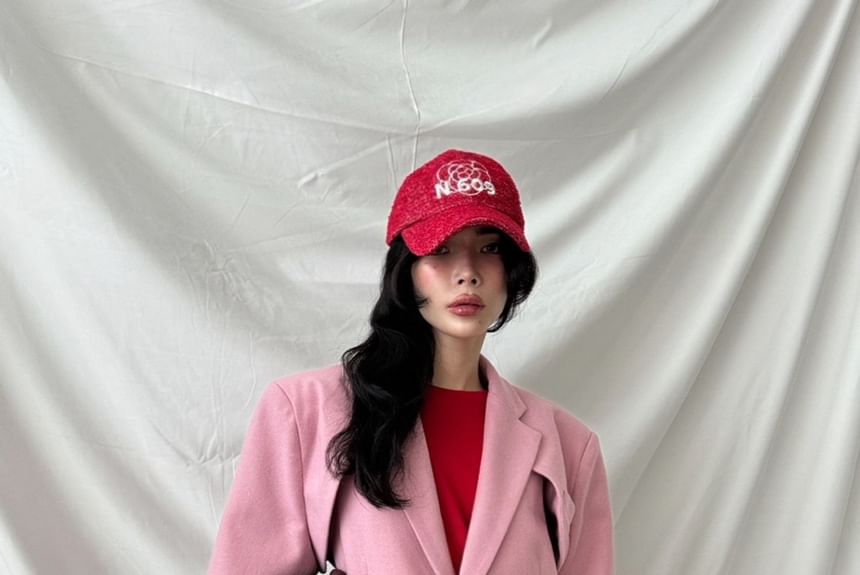 Set Of 3: Woolen Crop Jacket + Vest + Belt Bag