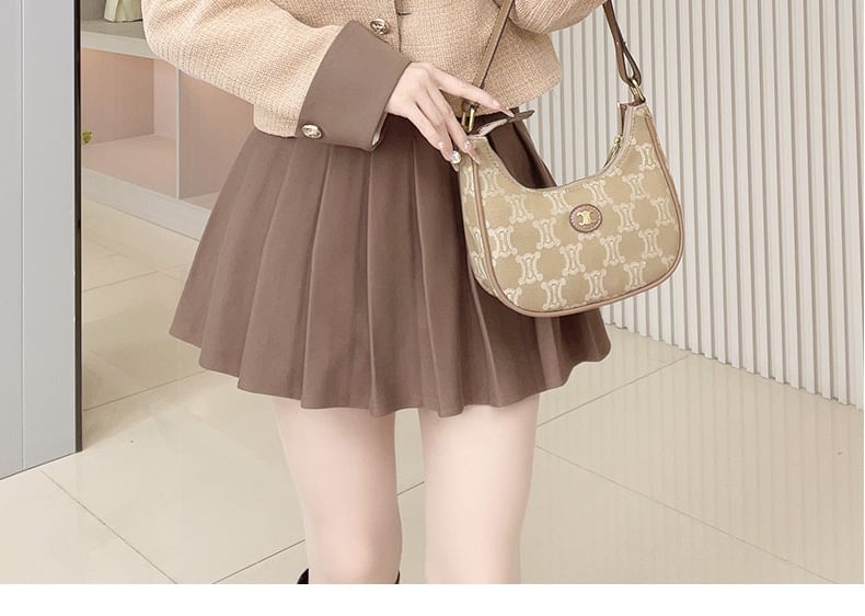 Round Neck Two Tone Tweed Button Jacket