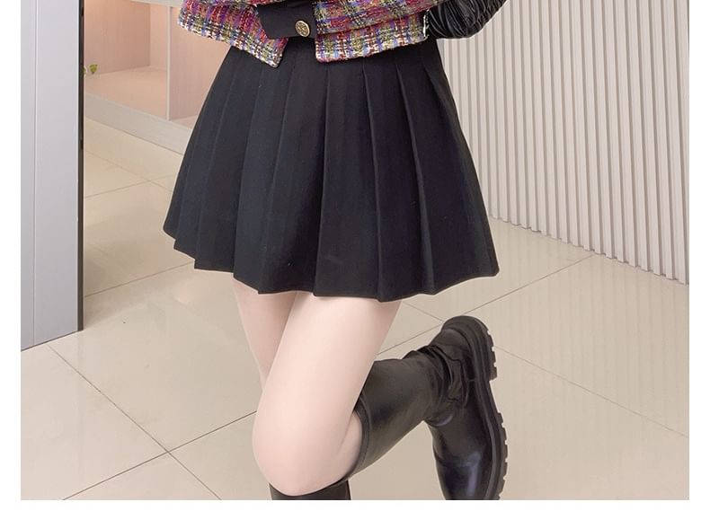 Collar Plaid Tweed Button Jacket