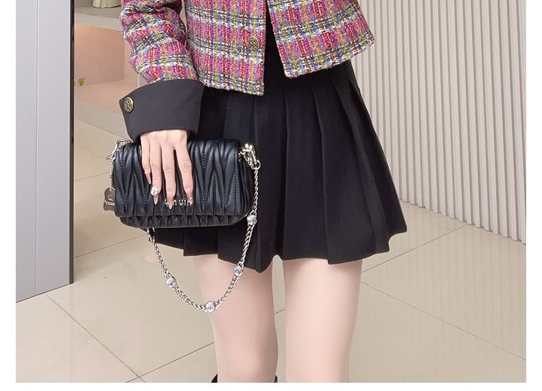 Collar Plaid Tweed Button Jacket