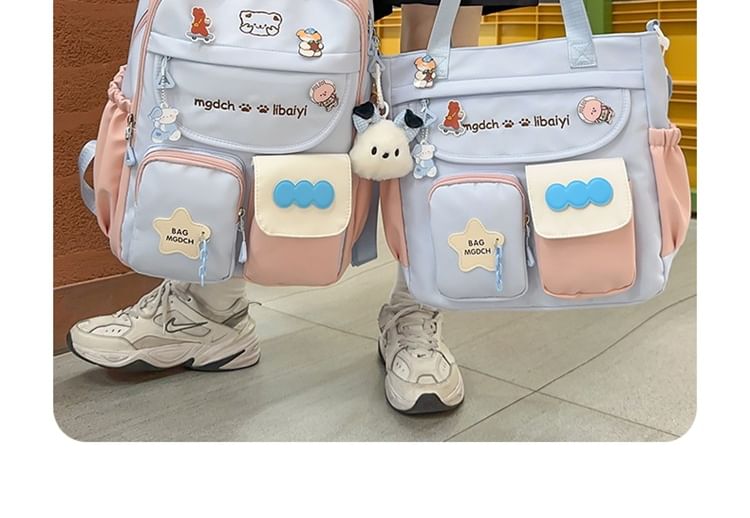 / Embroidered Backpack Nylon Cartoon Tote Bag