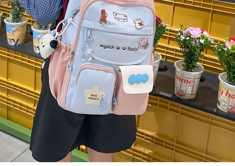 / Embroidered Backpack Nylon Cartoon Tote Bag