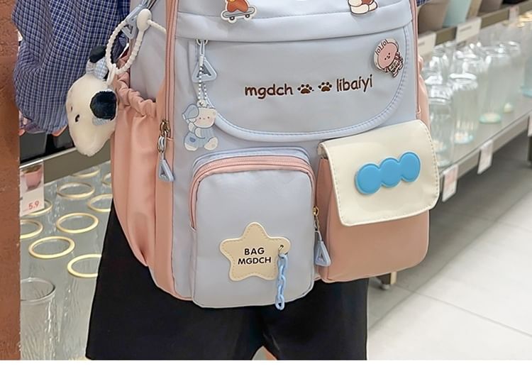 / Embroidered Backpack Nylon Cartoon Tote Bag