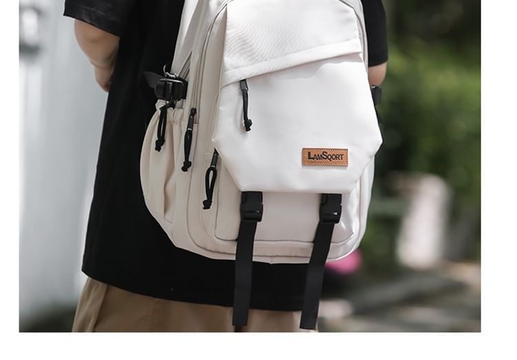Nylon Applique Backpack Buckled Lettering