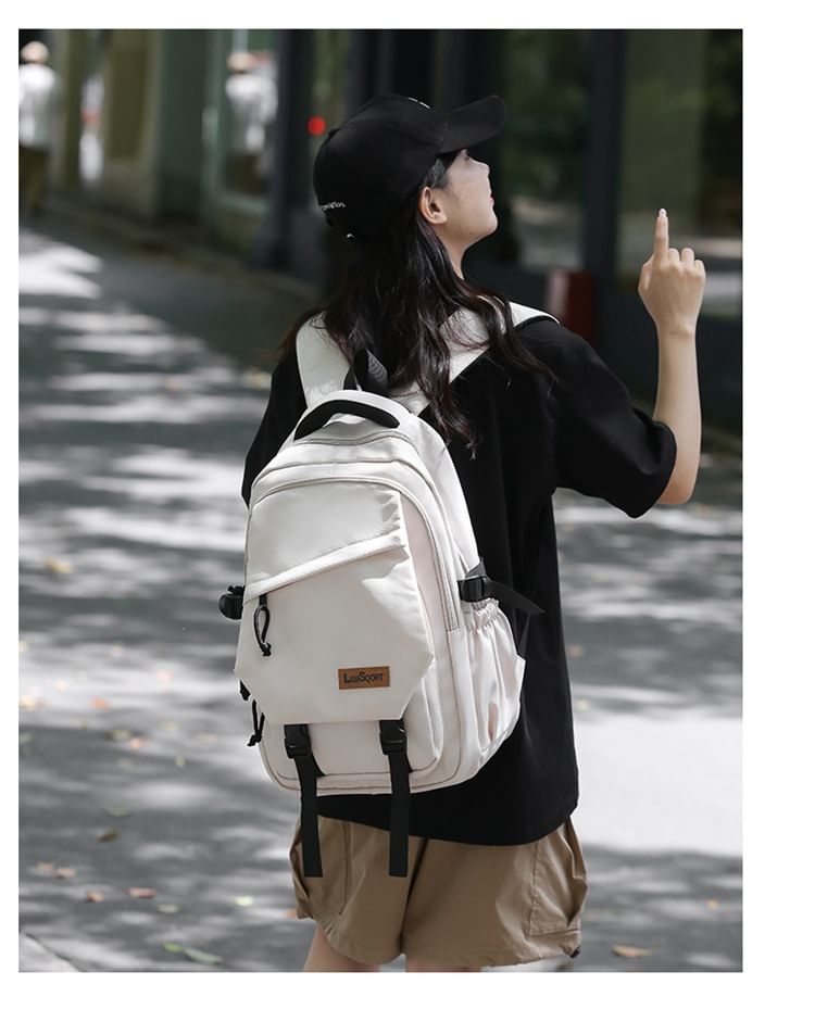 Nylon Applique Backpack Buckled Lettering