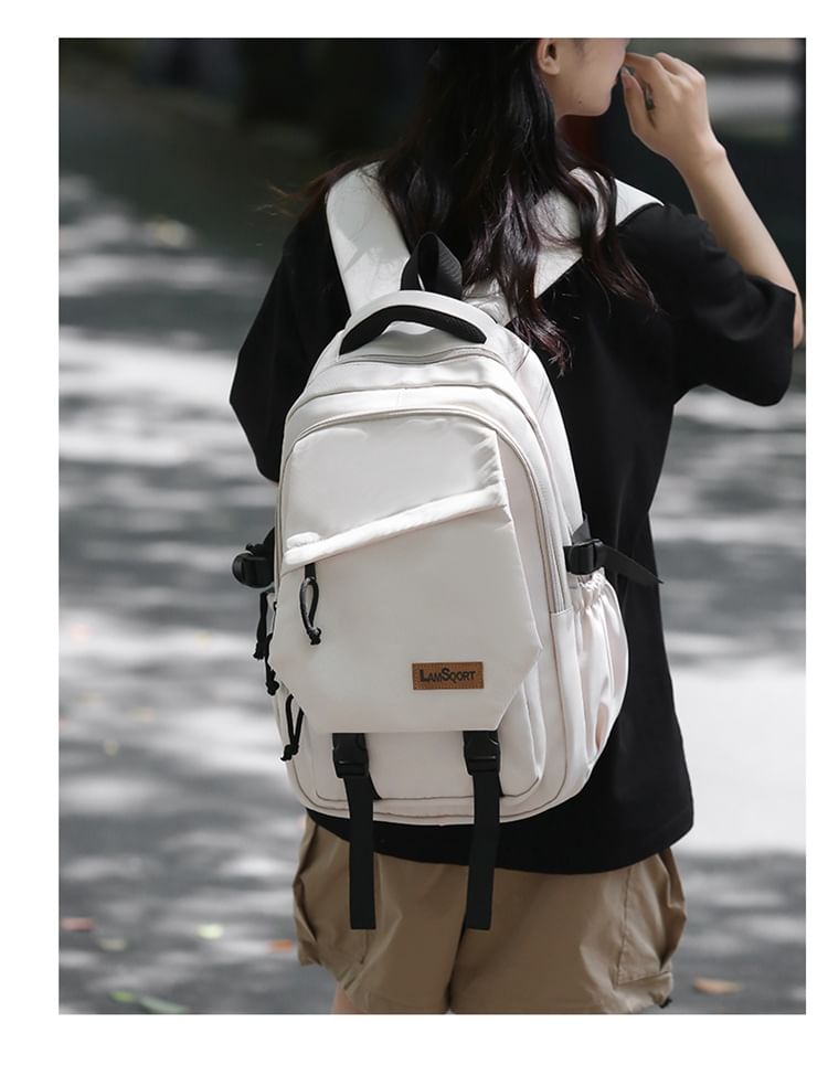 Nylon Applique Backpack Buckled Lettering