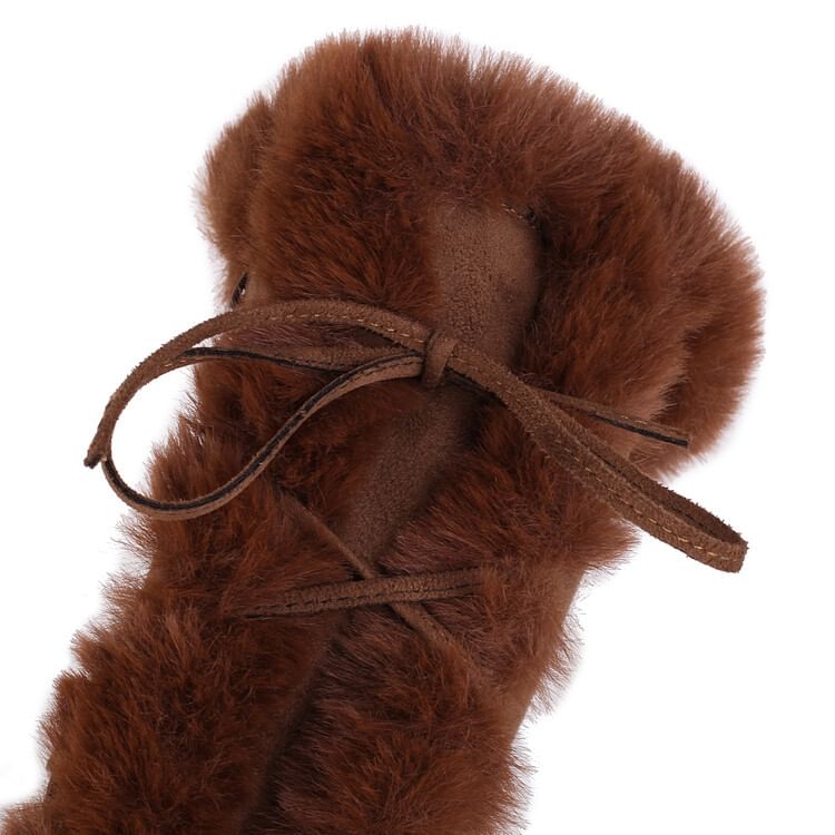 Fluffy Boots Suede Panel Lace Faux Knee High Up Platform