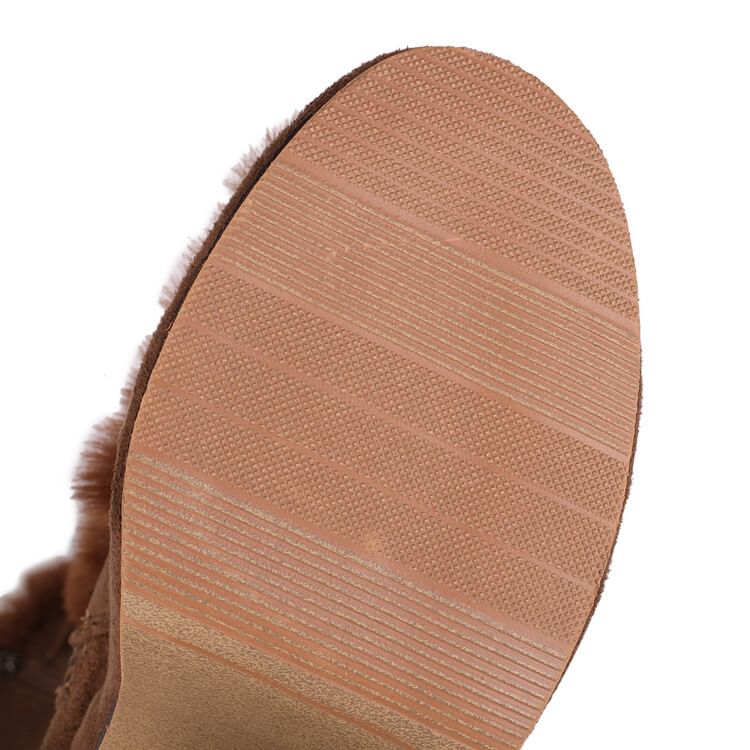 Fluffy Boots Suede Panel Lace Faux Knee High Up Platform