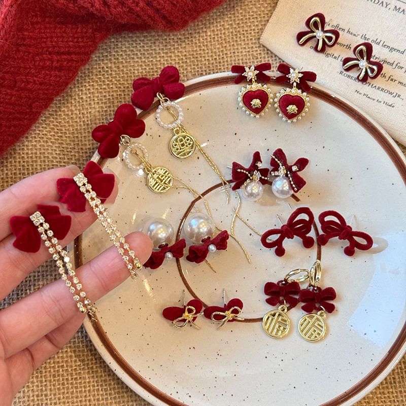 Earring Stud Designs) Dangle / (Various Drop Bow