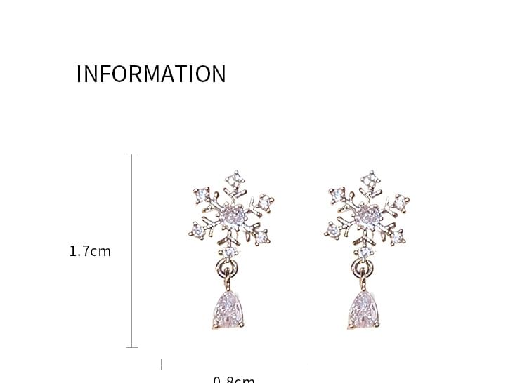 Drop CZ Earring Snowflake