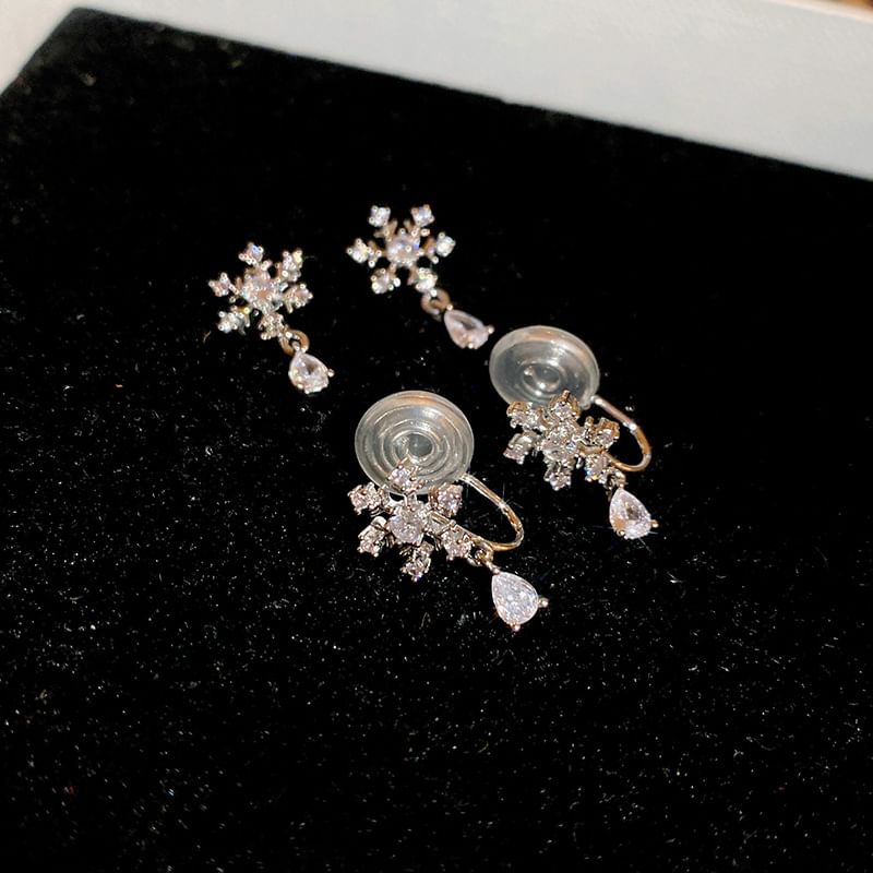 Drop CZ Earring Snowflake