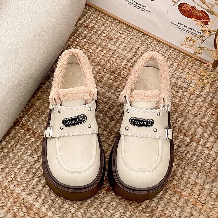 Lettering Buckled Platform Ankle Snow Boots