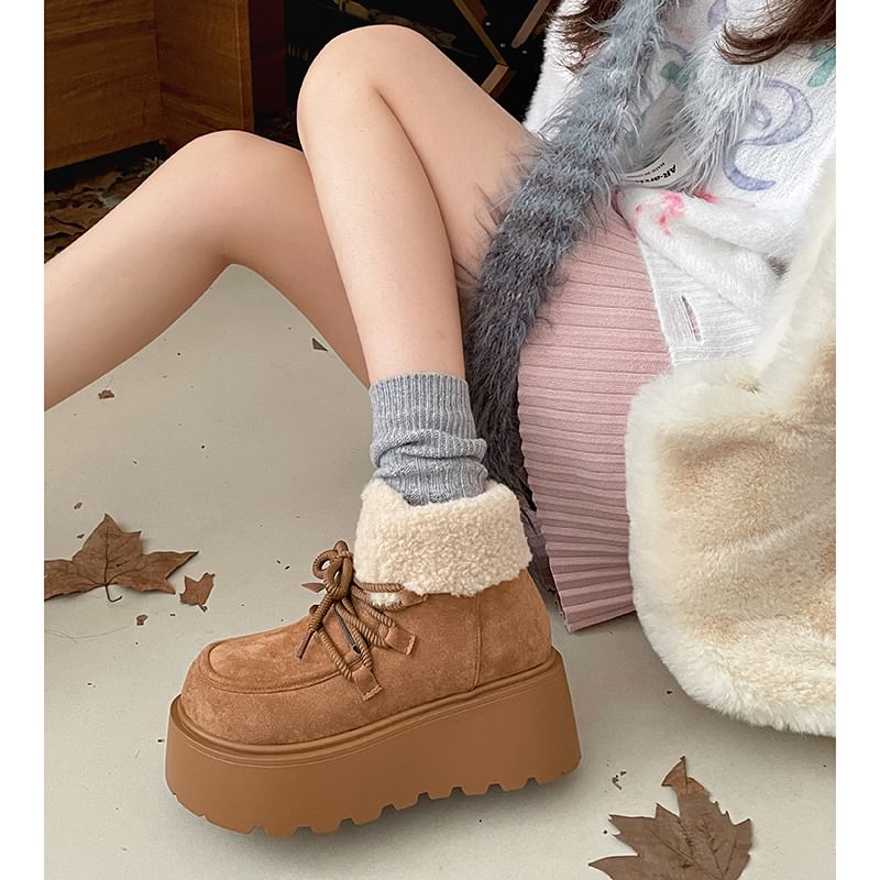 Platform Lace-Up Short Snow Boots