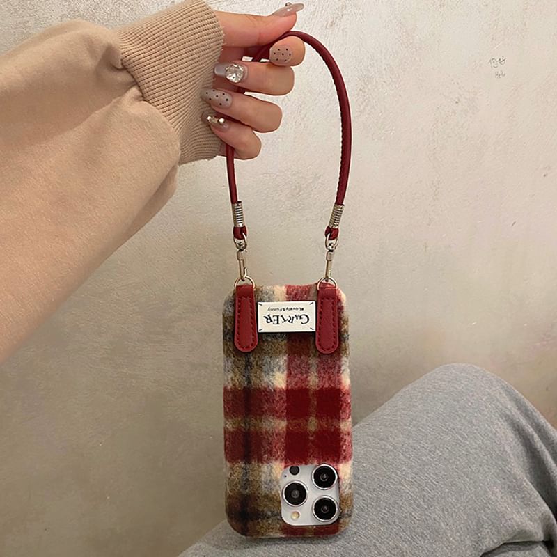 Strap Plaid Case Phone