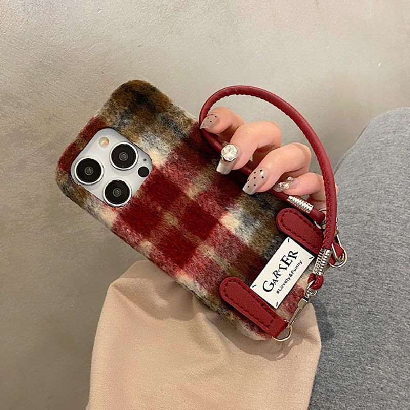 Strap Plaid Case Phone