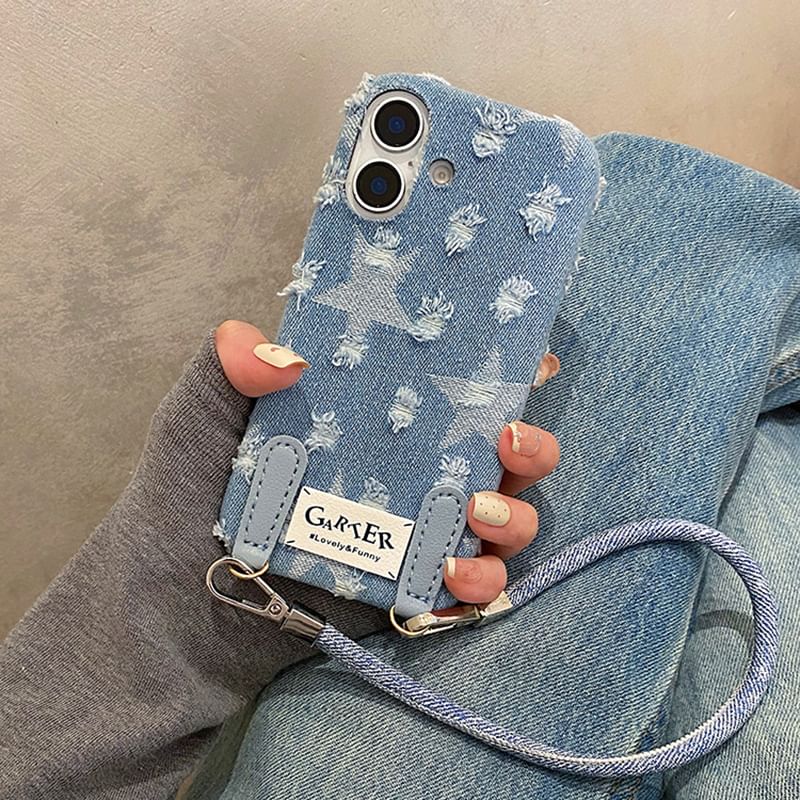 Phone Denim Case Distressed / Strap Set