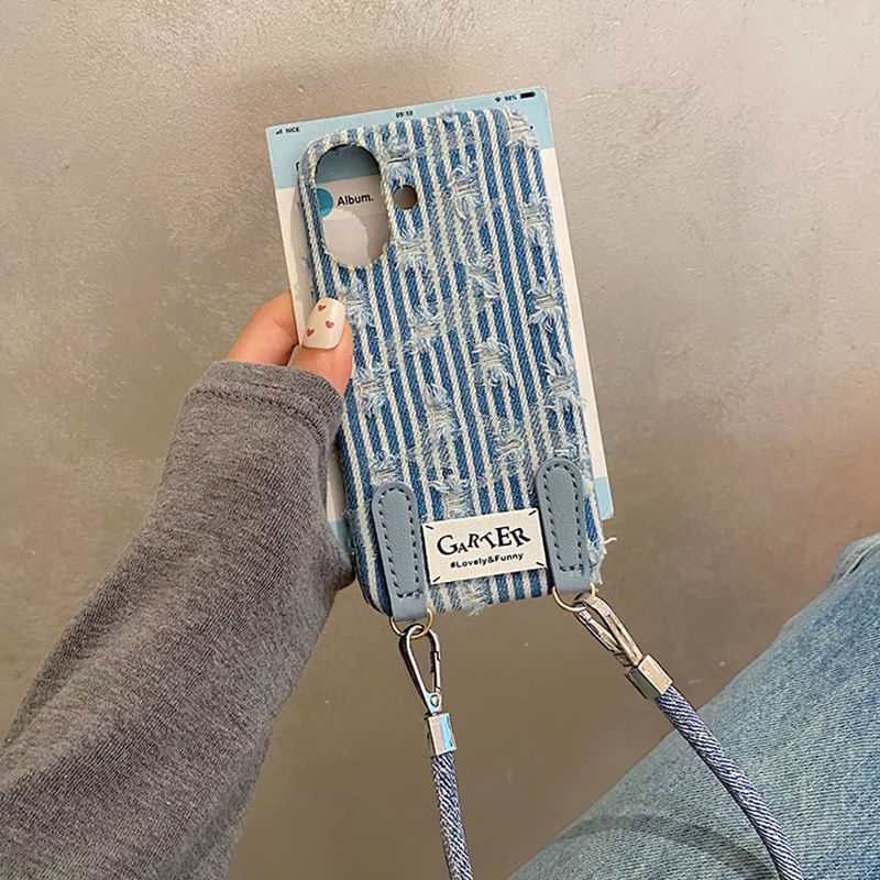 Phone Denim Case Distressed / Strap Set