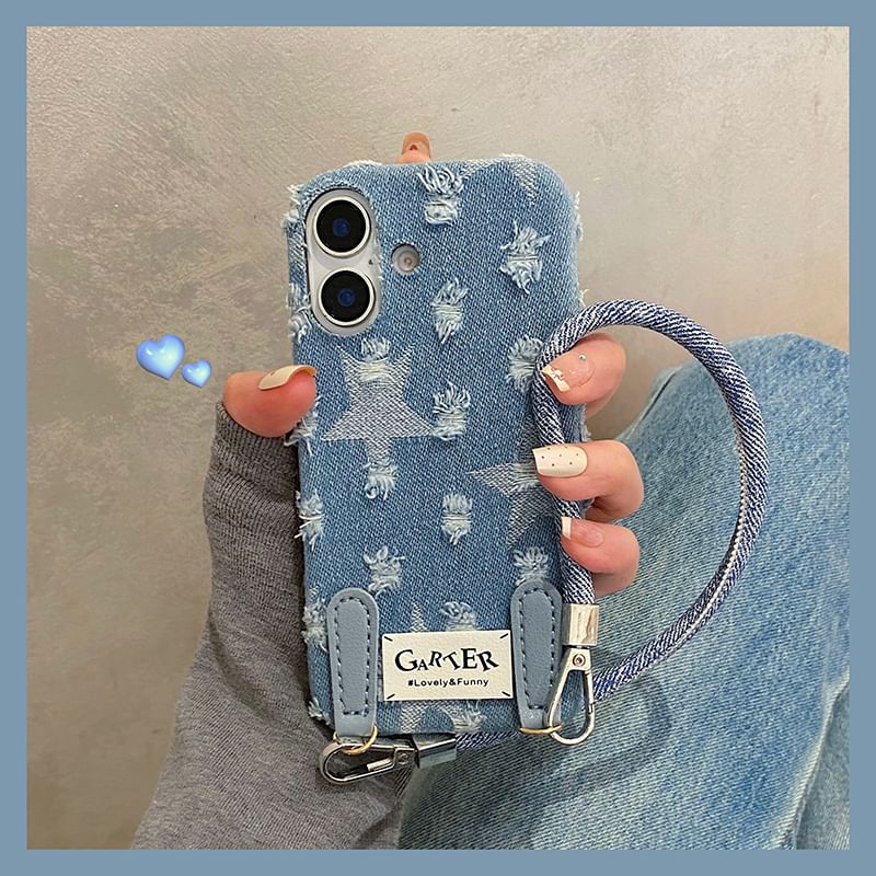 Phone Denim Case Distressed / Strap Set