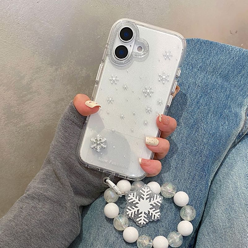 / Snowflake Decoration Adhesive Case Phone Strap Set