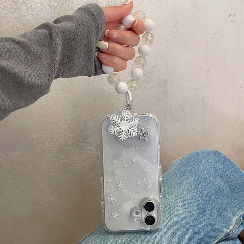 / Snowflake Decoration Adhesive Case Phone Strap Set