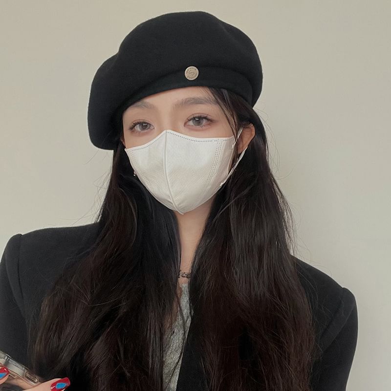 Disc Wool Beret Hat Metal