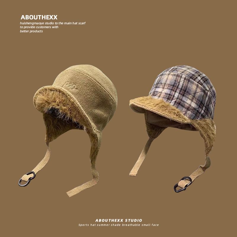 Trapper Plaid Fur Hat Faux