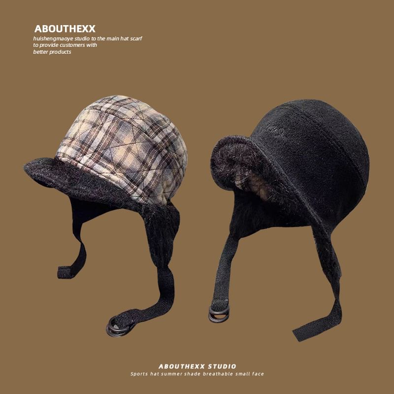 Trapper Plaid Fur Hat Faux