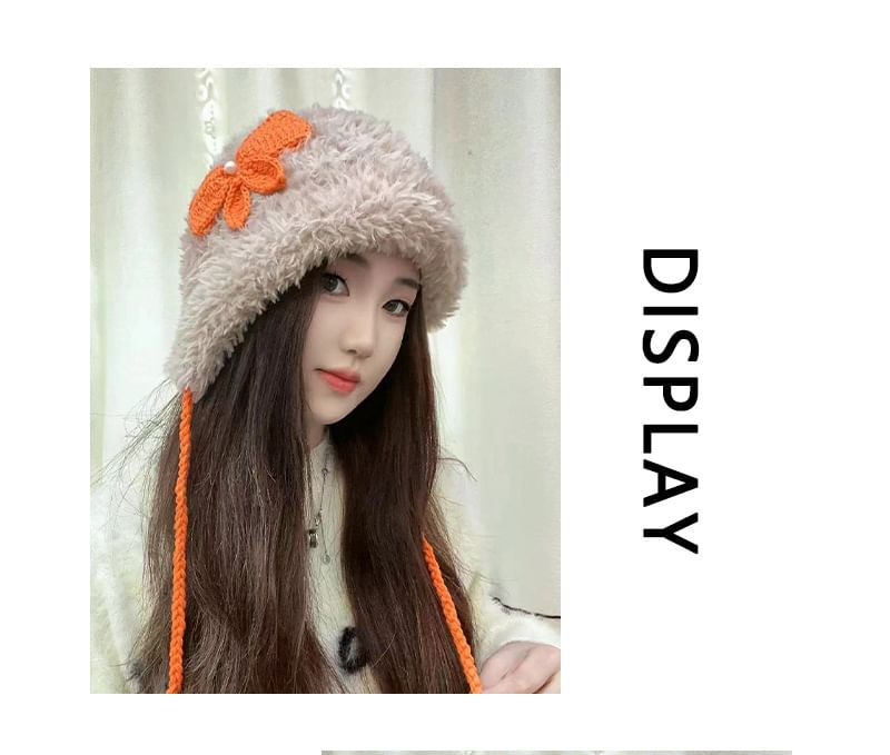 Bow Hat Chenille Trapper Applique