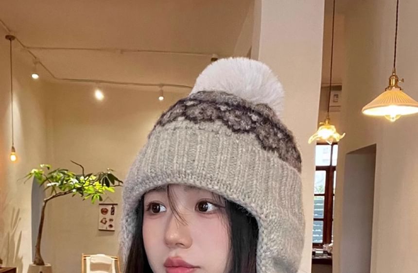 Pom Trapper Knit Hat