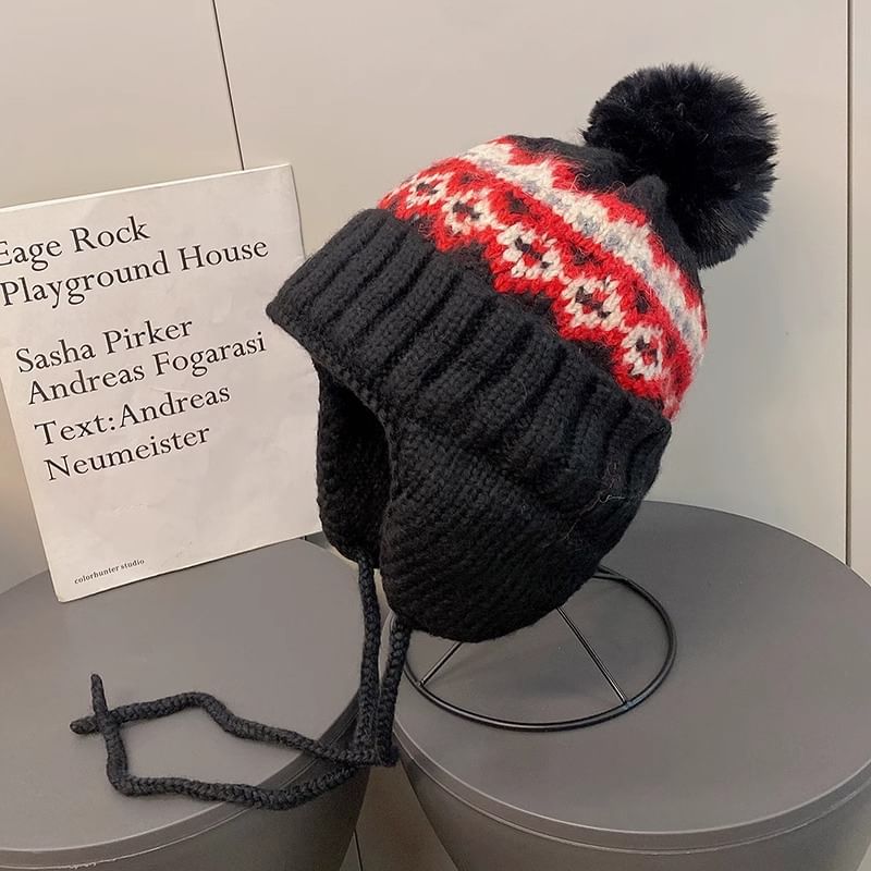 Pom Trapper Knit Hat