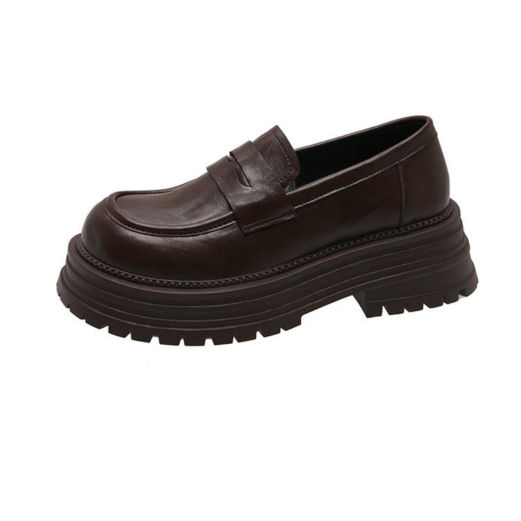 Platform Loafers Leather Faux