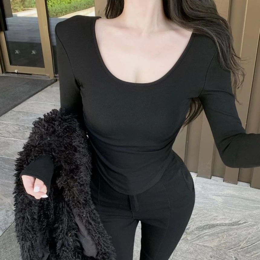 Lace Panel Crop Top Slim Fit