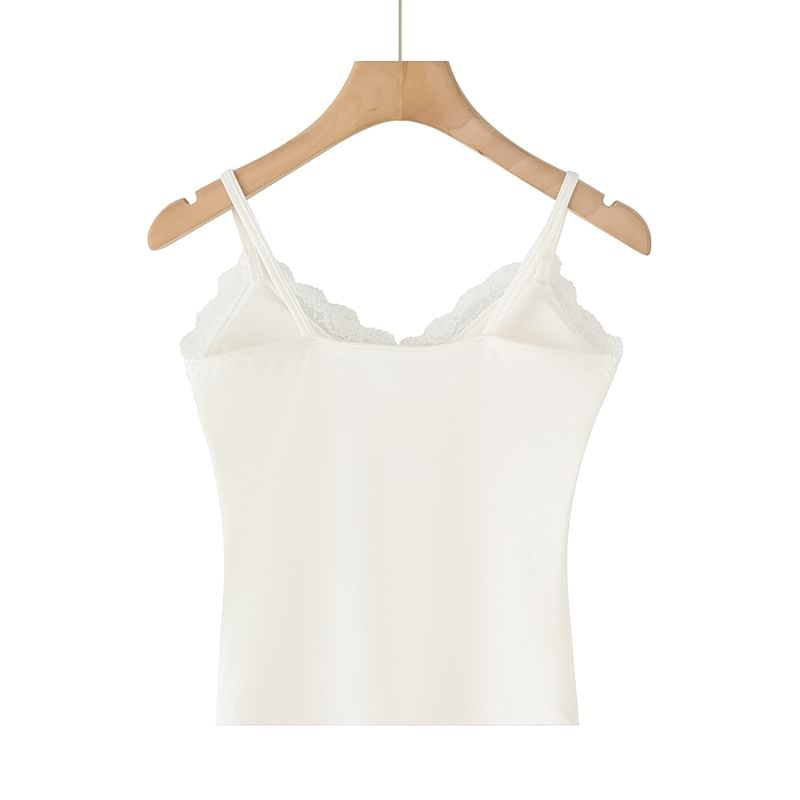 Padded V-Neck Lace-Trim Crop Camisole