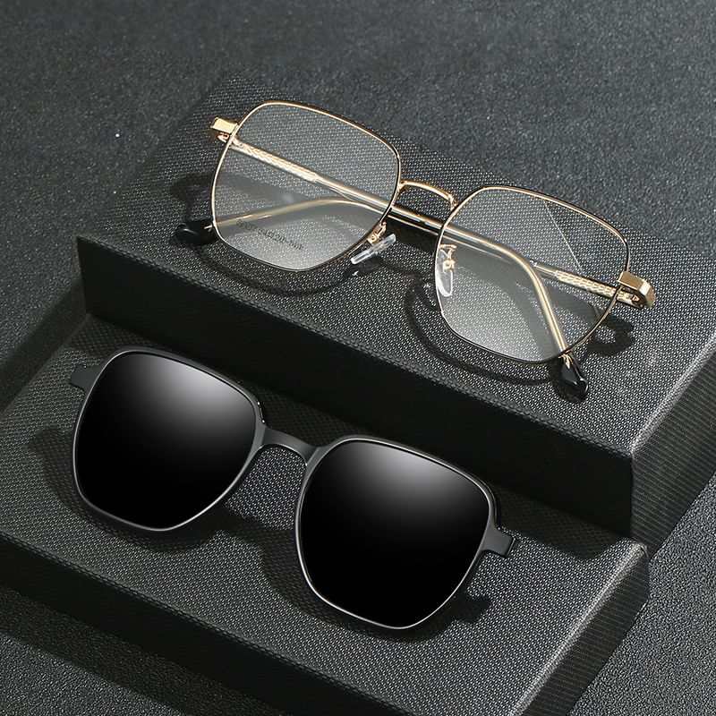 Frame Square Eyeglasses Clip-On Set: +
