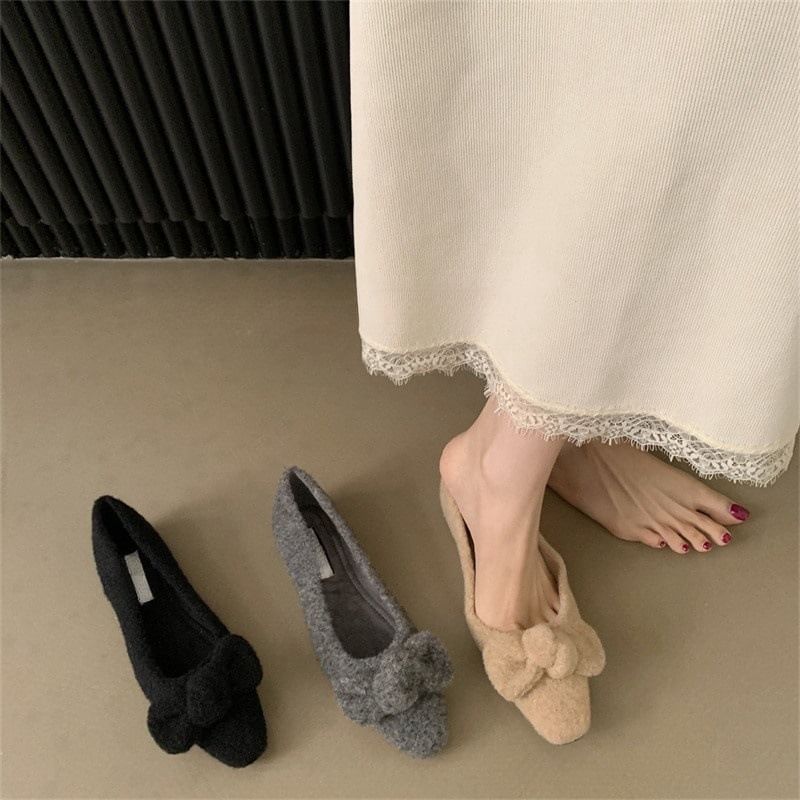 Wool Flats Bow Toe Square