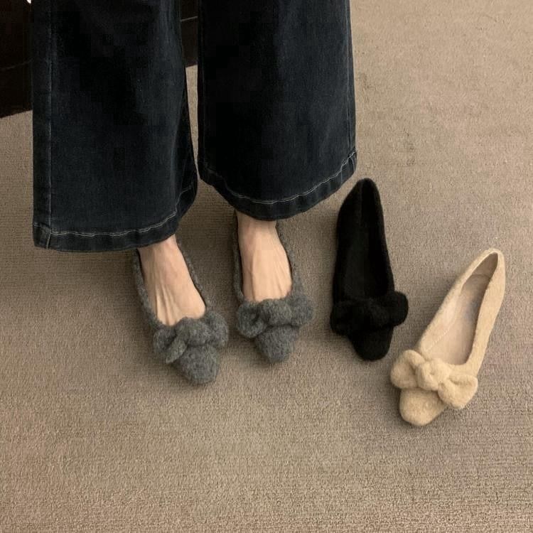 Wool Flats Bow Toe Square