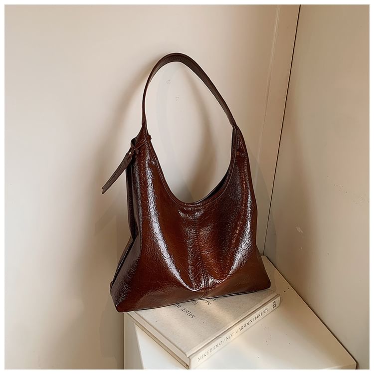 Leather Faux Plain Tote Bag