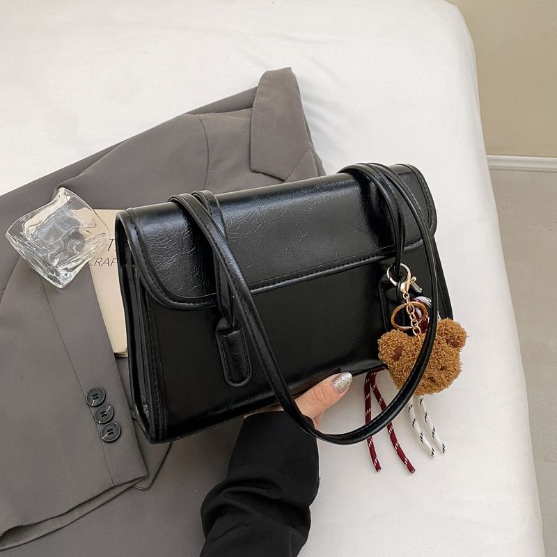 Leather Faux Flap Charm Set: Plain Tote Bag +